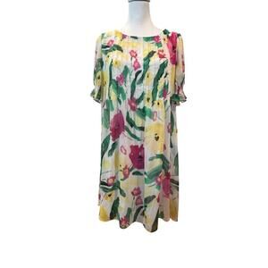 DKNY FLORAL SHORT chiffon TUNIC SUNDRESS WOMENS SIZE 12